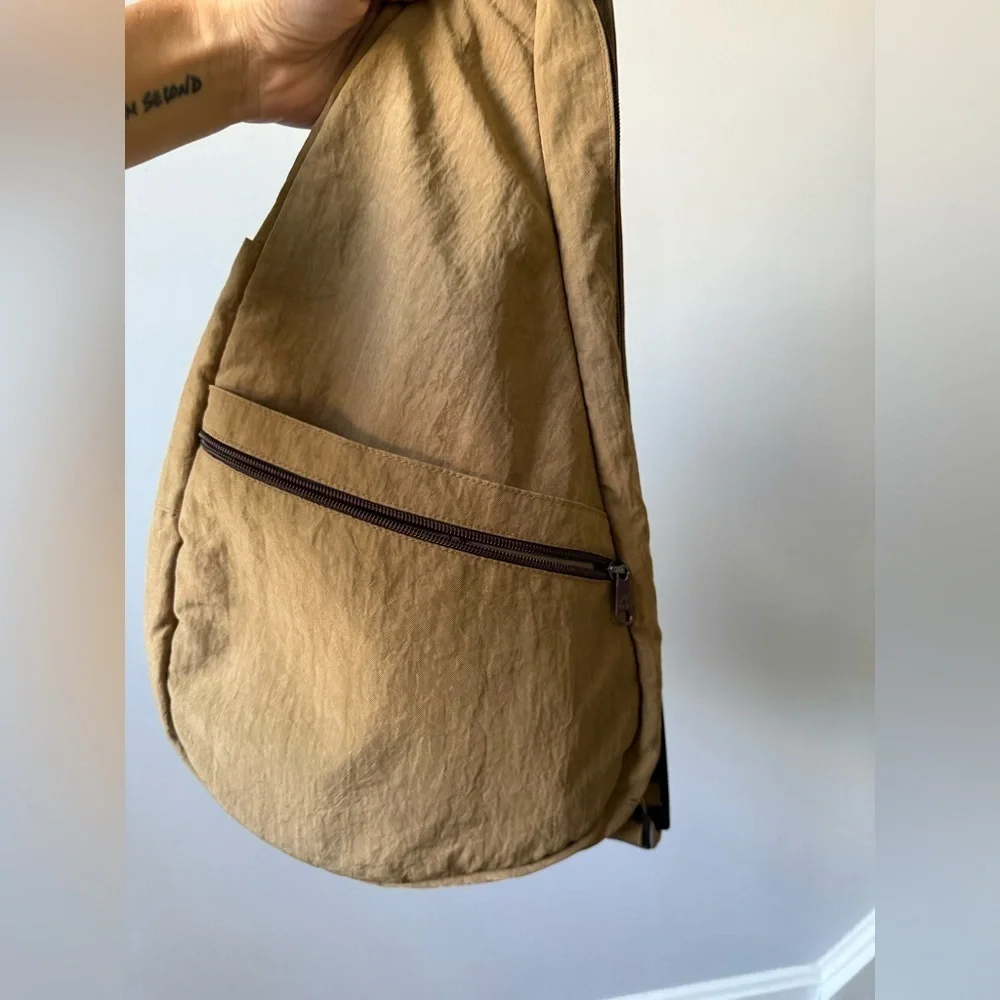 Ameri Bag Healthy Back Travel Bag Crossbody Sling Bag Canvas Brown Tan